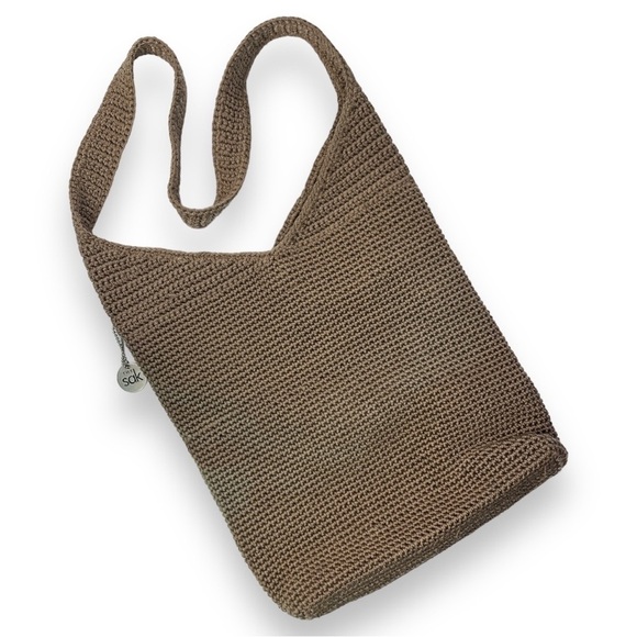 The SAK Purse Shoulder Large Hobo Bag Boho Tan Crochet Beige Handbag Purse - Picture 2 of 12